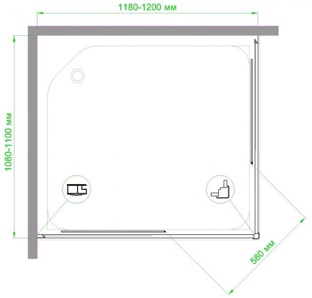 Душевой уголок Royal Bath HPD 110x120см чёрный RB12110HPD-T-BL