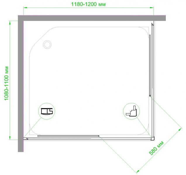 Душевой уголок Royal Bath HPD 110x120см чёрный RB12110HPD-C-BL