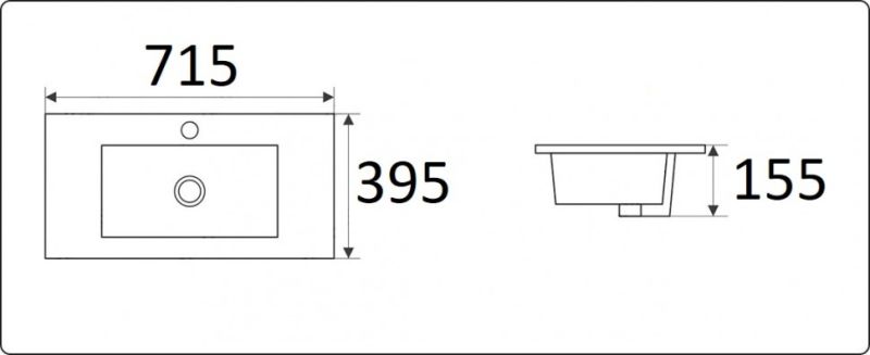 Раковина  CeramaLux 9393-70 белая 71.5 см