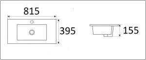Раковина  CeramaLux 9393-80 белая 81.5 см