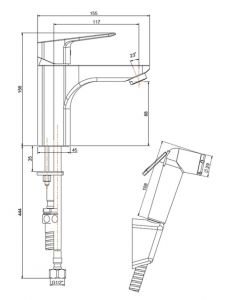 Смеситель для раковины Paini Viva Style P4CR205/574 с гигиеническим душем хром