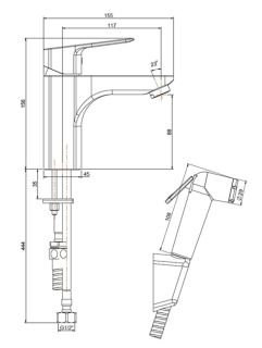 Смеситель для раковины Paini Viva Style P4CR205/574 с гигиеническим душем хром Смеситель для раковины Paini Viva Style P4CR205/574 с гигиеническим душем хром