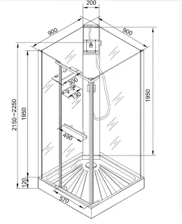 Душевая кабина Ceruttispa Mimi MiMi90B 90x90 см чёрный