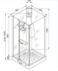 Душевая кабина Ceruttispa MiMi90B 90x90 см черный