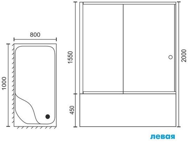 Душевой уголок Royal Bath BP 100x80см левый хром RB8100BP-C-CH-L