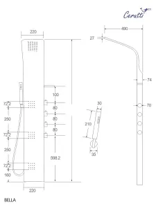 Панель душевая Cerutti SPA BELLA  CT11128 с форсунками хром