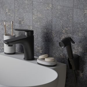 Смеситель для раковины Paini Laguna LAYO205/574 с гигиеническим душем чёрный