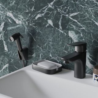 Смеситель для раковины Paini Viva Style P4YO205/574 с гигиеническим душем чёрный Смеситель для раковины Paini Viva Style P4YO205/574 с гигиеническим душем чёрный