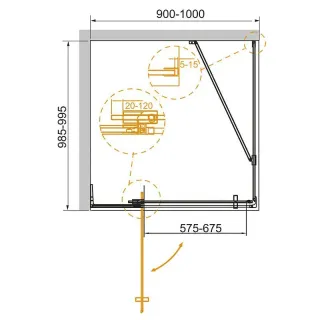 Душевой уголок Cezares Slider SLIDER-AH-1-100-90/100-C-NERO 90/100x100 см профиль чёрный матовый стекло прозрачное