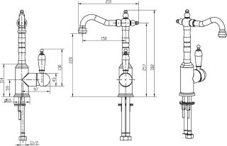 Раковина CeramaLux 262 бело-серая 60 см Раковина CeramaLux 262 бело-серая 60 см