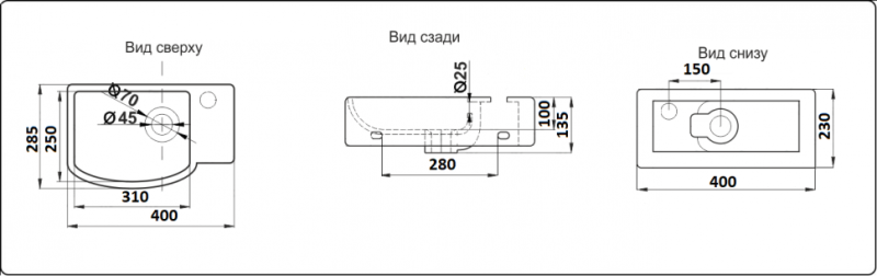Раковина-чаша CeramaLux 78404L белая 40 см