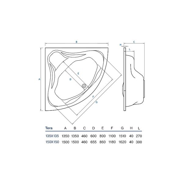 Акриловая ванна Koller Pool Tera TERA150х150 150х150