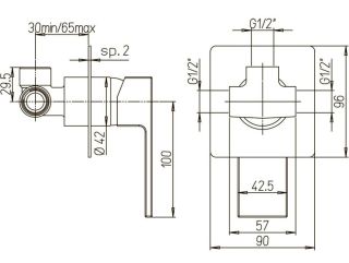 Встраиваемый смеситель для душа Paini Grazia 21PZ690 чёрный матовый