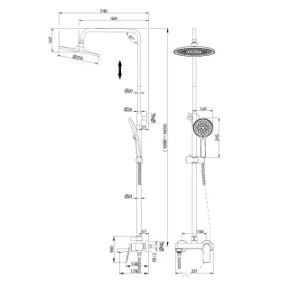 Душевая стойка Grossman Galaxy 500.K35.01.210 чёрный матовый
