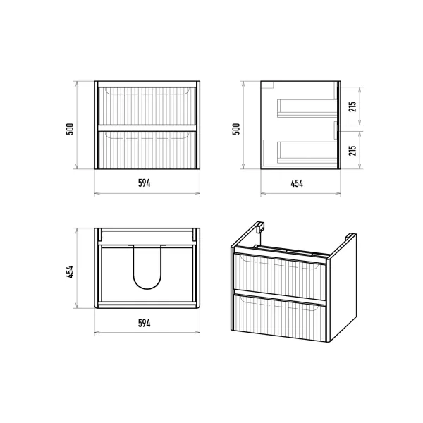 Подвесная тумба под раковину Brevita Riva 60 УТ000026196 белый