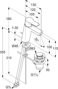 Смеситель для раковины Kludi Pure&Easy XL хром 372900565
