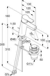 Смеситель для раковины Kludi Pure&Easy XL хром 372900565 Смеситель для раковины Kludi Pure&Easy XL хром 372900565