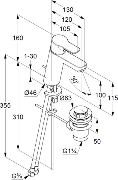 Смеситель для раковины Kludi Pure&Easy XL хром 372900565 Смеситель для раковины Kludi Pure&Easy XL хром 372900565