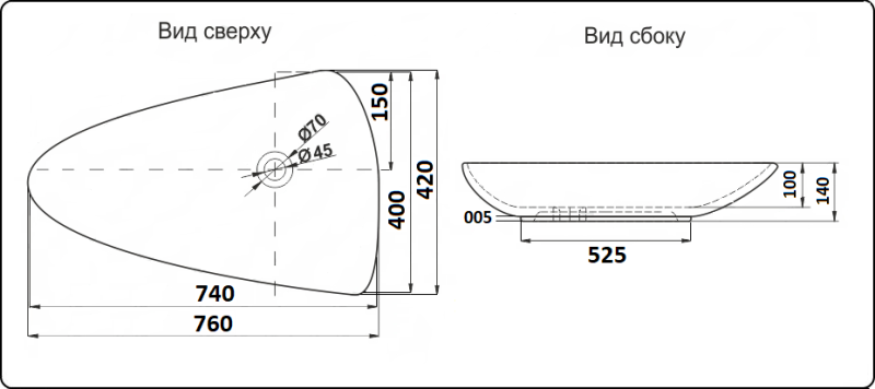 Раковина-чаша CeramaLux 7862 белая 76 см