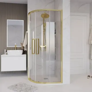 Душевой уголок Grossman Cosmo 301.K33.02.1010.32.00 100x100 см профиль золото сатиновое стекло прозрачное