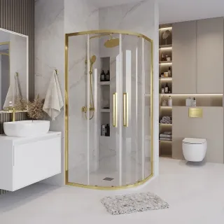 Душевой уголок Grossman Cosmo 301.K33.02.1010.32.00 100x100 см профиль золото сатиновое стекло прозрачное