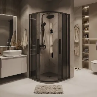 Душевой уголок Grossman Cosmo 301.K33.02.9090.21.10 90x90 см профиль чёрный матовый стекло тонированное