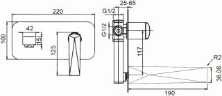 Смеситель встраиваемый Boheme Venturo для раковины золото 385