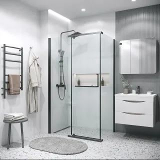 Душевой уголок Grossman Pragma 120.K33.03.1280.21.00 120x80 см профиль чёрный матовый стекло прозрачное