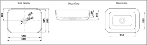 Раковина CeramaLux 78106MB черная 60 см