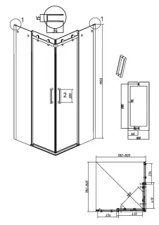 Душевой уголок Grossman Classic 300.K33.04.8080.21.10 80x80 см профиль чёрный матовый стекло тонированное