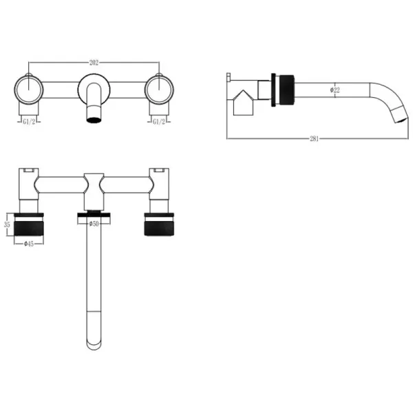 Встраиваемый смеситель для раковины Boheme Aura 152-2-MG-A золото матовое Встраиваемый смеситель для раковины Boheme Aura 152-2-MG-A золото матовое