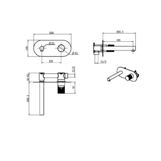 Встраиваемый смеситель для раковины Boheme Stick Spirale 125-BRB.4 брашированная бронза