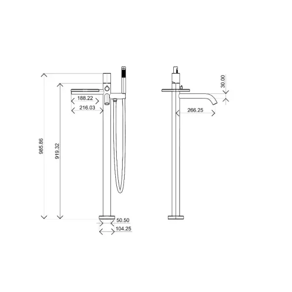 Напольный смеситель для ванны Boheme Stick Diamond  129-CB брашированная медь