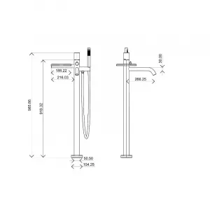 Напольный смеситель для ванны Boheme Stick Touch 129-SGM.2 оружейная сталь