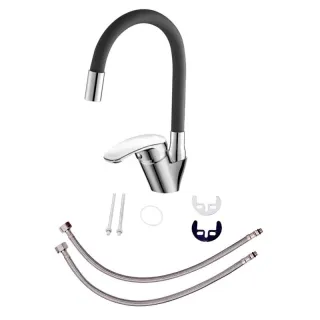 Смеситель для кухни OneLife P11-007cr хром/чёрный матовый