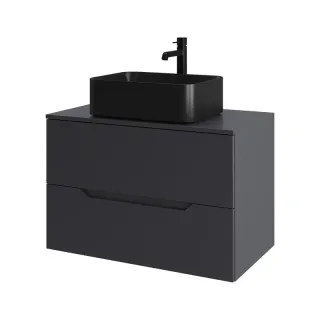 Тумба с раковиной Orange Лайн Li-80TugMDF+B02-460MB 80 см графит матовый/чёрный матовый