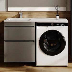 Тумба подвесная Style Line Даллас Леон 120 Люкс Plus СС-00002451 под раковину для стиральной машины серый