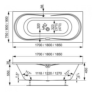 Акриловая ванна VagnerPlast Briana VPBA170BRI2X-04 170x75см белый
