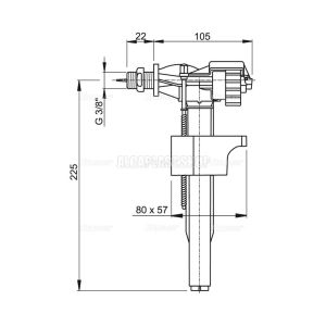 Впускной механизм AlcaPlast с боковой подводкой (для пластиковых бачков) A15P-3/8"