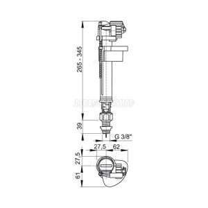 Впускной механизм AlcaPlast с нижней подводкой и металлической резьбой A18-3/8"