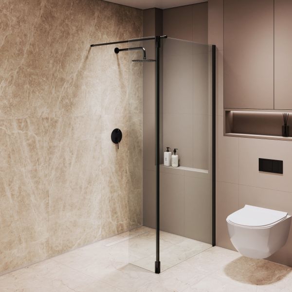 Душевая перегородка RGW WA-051B WA-010B + Z-071B 351005113-14 110 см профиль чёрный стекло прозрачное