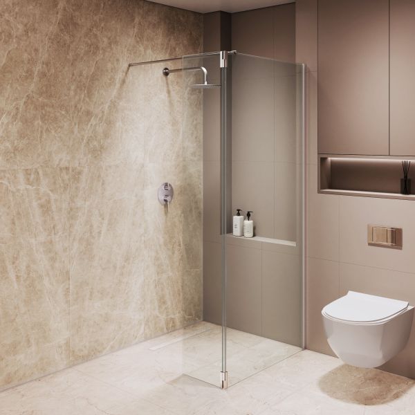 Душевая перегородка RGW WA-051 WA-010 + Z-071 351005193-11 90 см профиль хром стекло прозрачное