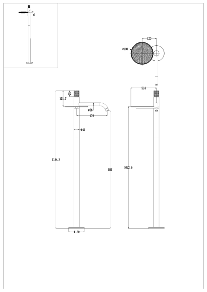 Напольный смеситель для раковины Boheme Stick Diamond 120-BB чёрный