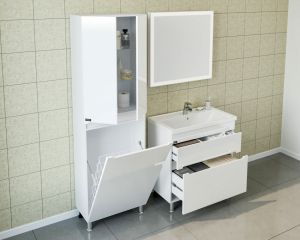 Пенал СанТа Лондон 524006 с бельевой корзиной 60см белый