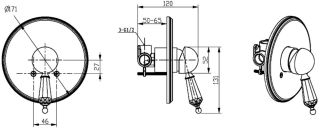 Смеситель встраиваемый Boheme Imperiale Ripresa для душа золото 325