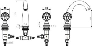 Смеситель для раковины Boheme Imperiale Presente золото 337