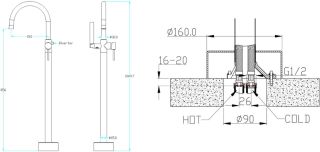 Смеситель напольный Boheme Gold для ванны золото 469-G (219) Смеситель напольный Boheme Gold для ванны золото 469-G (219)