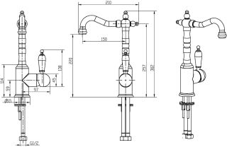 Смеситель для раковины Boheme Tradizionale Oro золото 282 Смеситель для раковины Boheme Tradizionale Oro золото 282