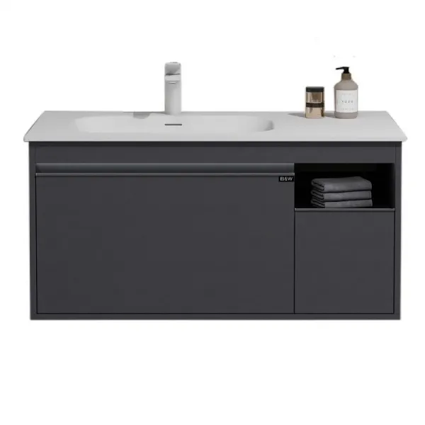 Тумба с раковиной Black&White Universe 9101000 100 см серый матовый