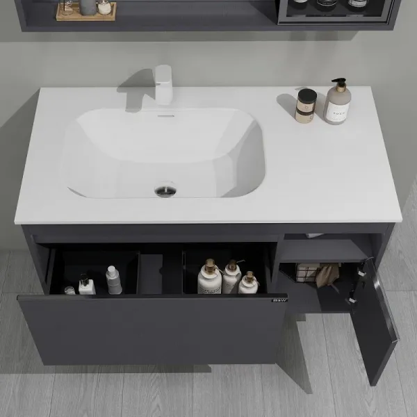 Тумба с раковиной Black&White Universe 9101000 100 см серый матовый